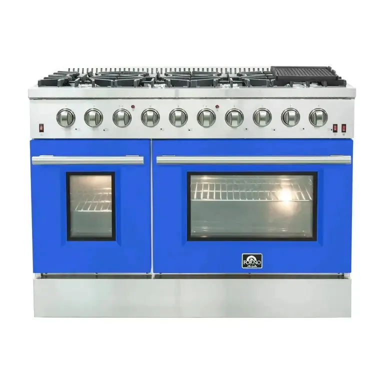 Forno Galiano 48 Inch Freestanding Gas Range with Colored Doors