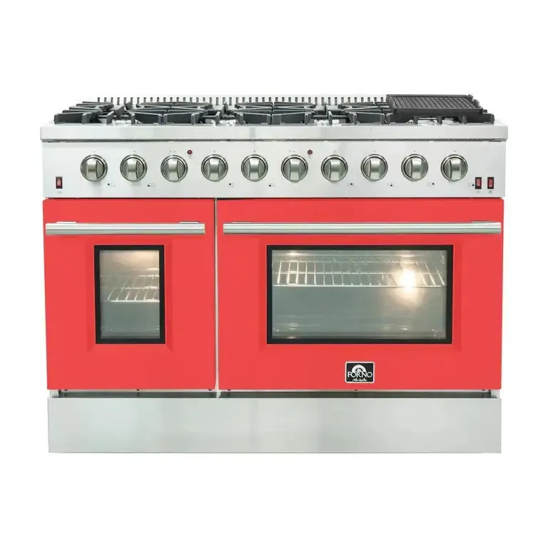 Forno Galiano 48 Inch Freestanding Gas Range with Colored Doors