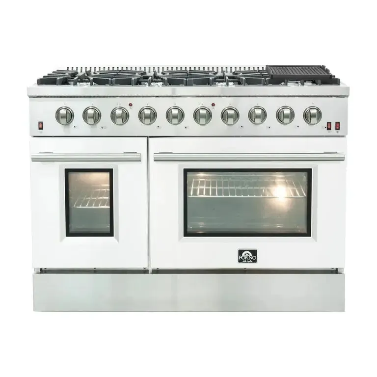 Forno Galiano 48 Inch Freestanding Gas Range with Colored Doors