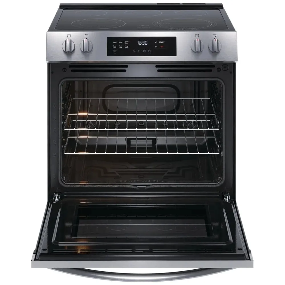 Frigidaire FCFE306CAS Electric Range, 30 inch Exterior Width, 5 Burners, 5.3 cu. ft. Capacity, Storage Drawer, 1 Ovens, Stainless Steel colour