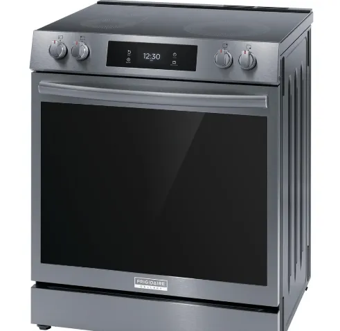 Frigidaire Gallery GCFE306CBD Range, Electric, 30 inch Exterior Width, Self Clean, Convection, 5 Burners, 6.2 cu. ft. Capacity, Black Stainless Steel