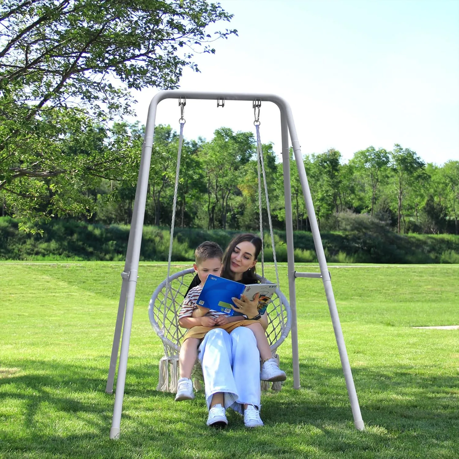 G TALECO GEAR Hammock Chair Stand,Heavy-Duty Steel Hammock Stand,300LBS Multi-Use Swing Stand for Outdoor Indoor，Hammock Chair not Include (White)
