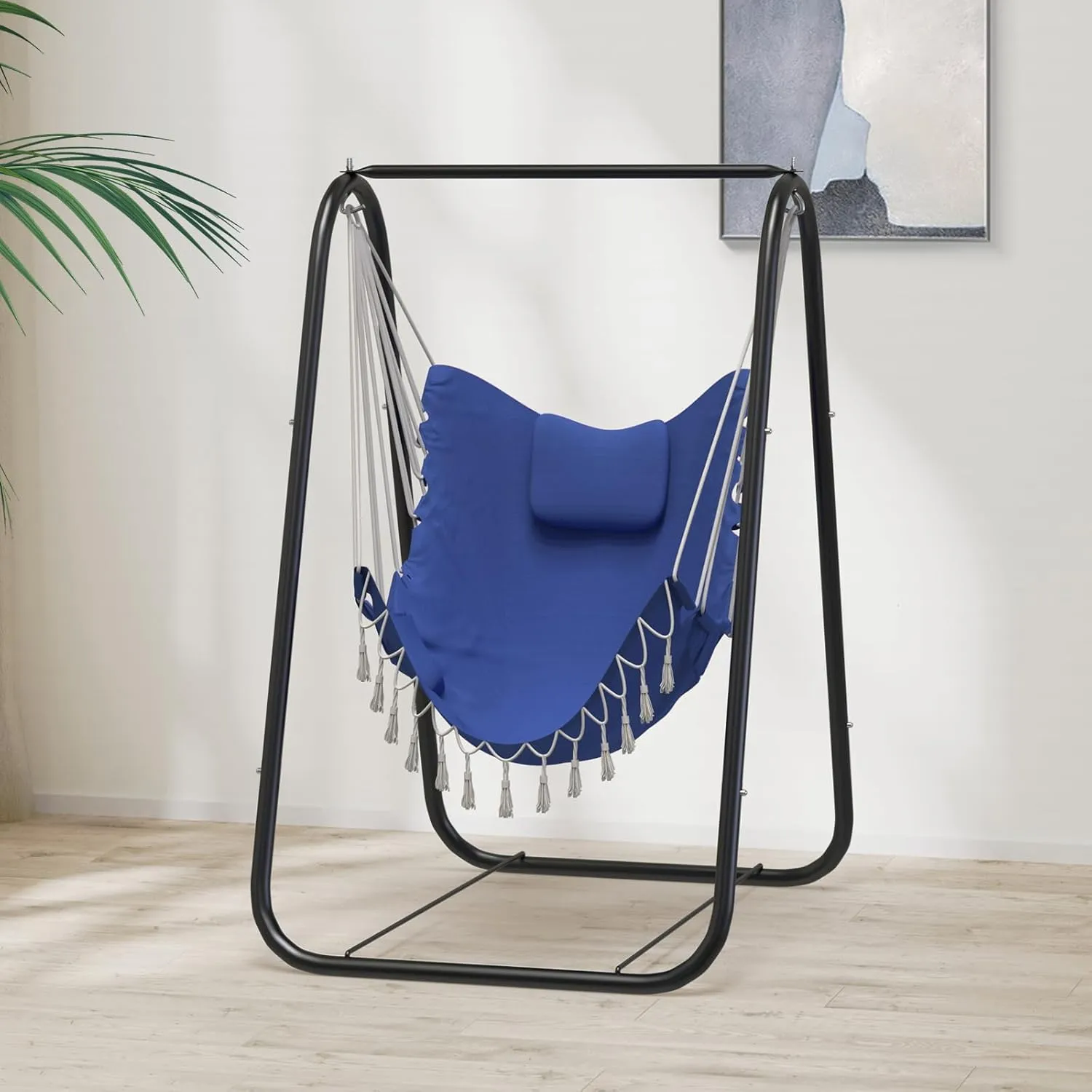 G TALECO GEAR Hammock Chair with Stand,Heavy-Duty and Rustproof Hanging Chair with Stand,Hammock Swing Chair Stand,for Indoor Outdoor Patio Yard Garden Porch (Blue)