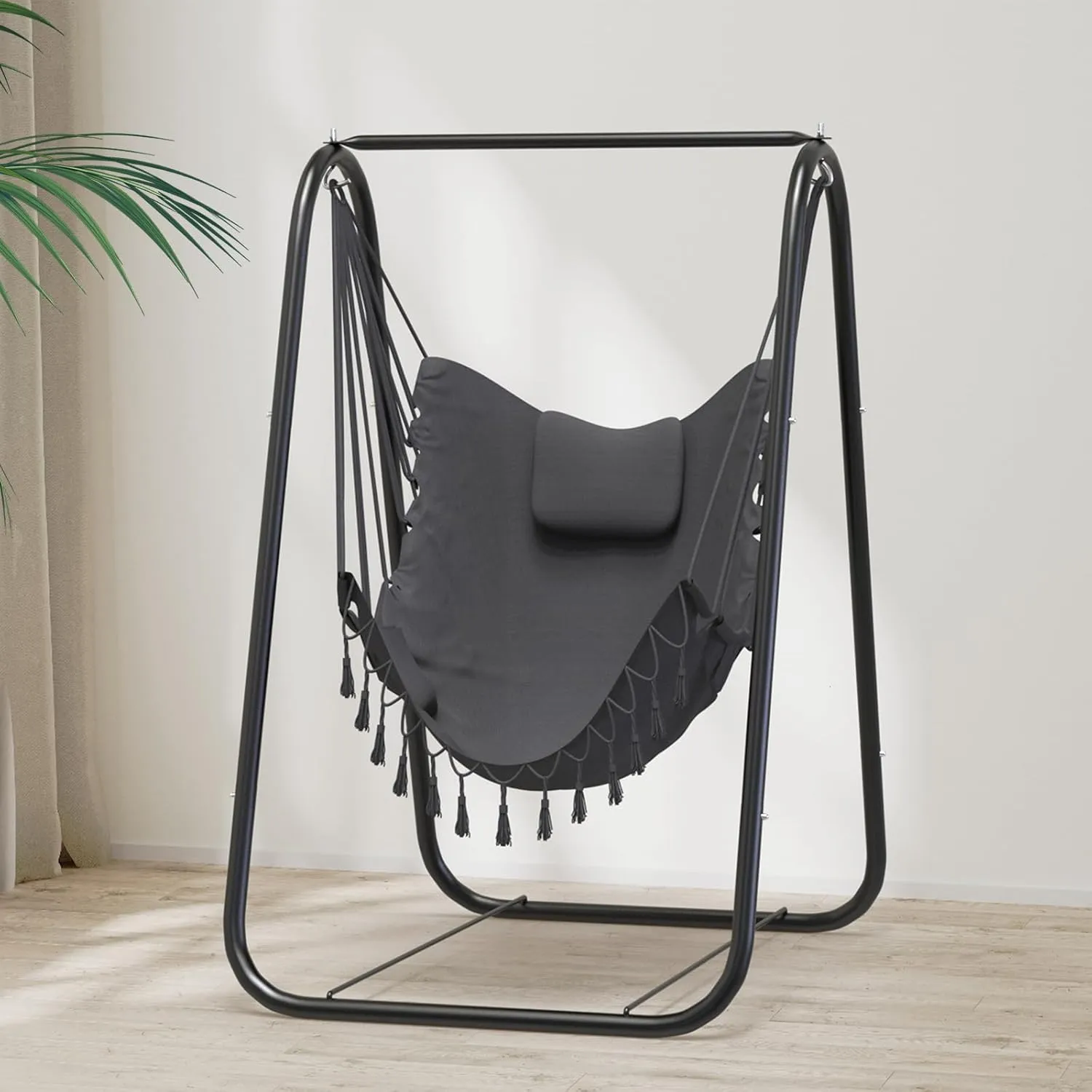 G TALECO GEAR Hammock Chair with Stand,Heavy-Duty and Rustproof Hanging Chair with Stand,Hammock Swing Chair Stand,for Indoor Outdoor Patio Yard Garden Porch (Grey)