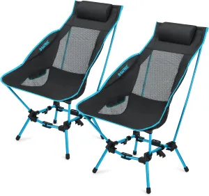 G4Free Folding Camp Chair High Back Lightweight Camping Chair with Removable Pillow, Side Pocket & Carry Bag, Compact & Heavy Duty 385lbs for Outdoor Hiking Backpacking Beach Picnic Travel