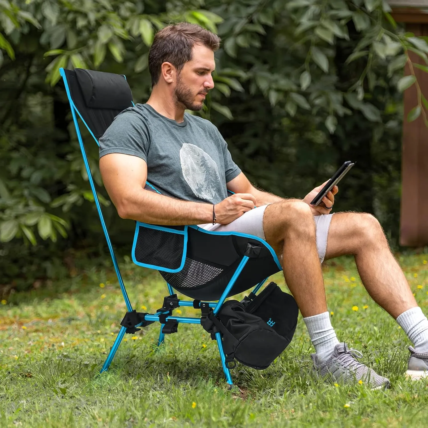 G4Free Folding Camp Chair High Back Lightweight Camping Chair with Removable Pillow, Side Pocket & Carry Bag, Compact & Heavy Duty 385lbs for Outdoor Hiking Backpacking Beach Picnic Travel