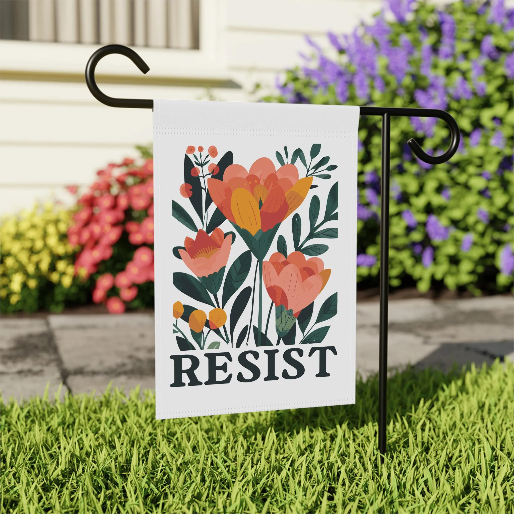 garden antifascist sign, activist flag, banner, merch feminist Clearance faces Resist Anti-Trump funny Anti-trump eating Anti-MAGA yard Leopards International coverage gift,
