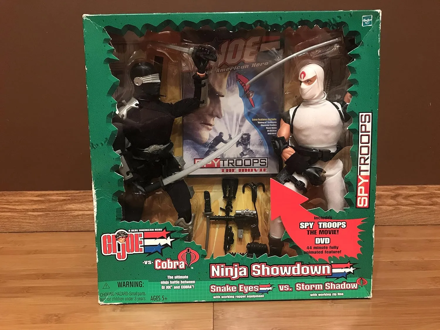 G.I. Joe 2003 Ninja Showdown SPY TROOPS The Movie Series 12 Inch Tall Action Figure Set - Snake Eyes with Working Rappel