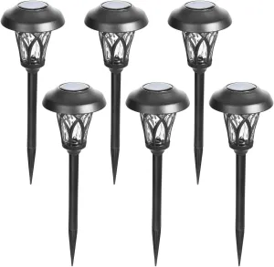 GIGALUMI Solar Lights Outdoor 6 Pack, Solar Landscape Lights Warm White, Black Super Bright High Lumen Waterproof Metal Automatic Solar Lights for Yard, Pathway, Garden, Walkway