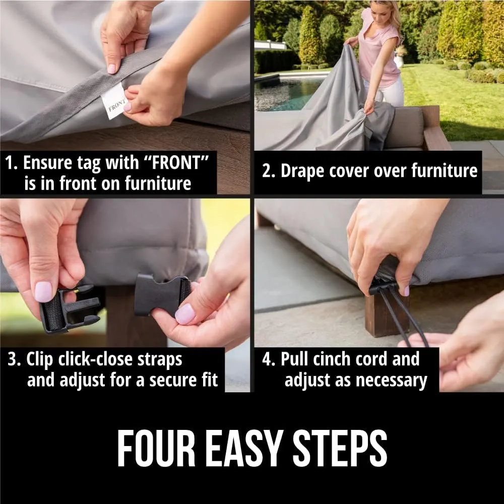 GORILLA GRIP Waterproof Large Outdoor Chair Cover, 2 Pack, 40 Inch, Adjustable Furniture Cover Sets for Winter, Keep Cushions Dry, Protects from Sun, Snow, Rain, Windproof, UV Coated