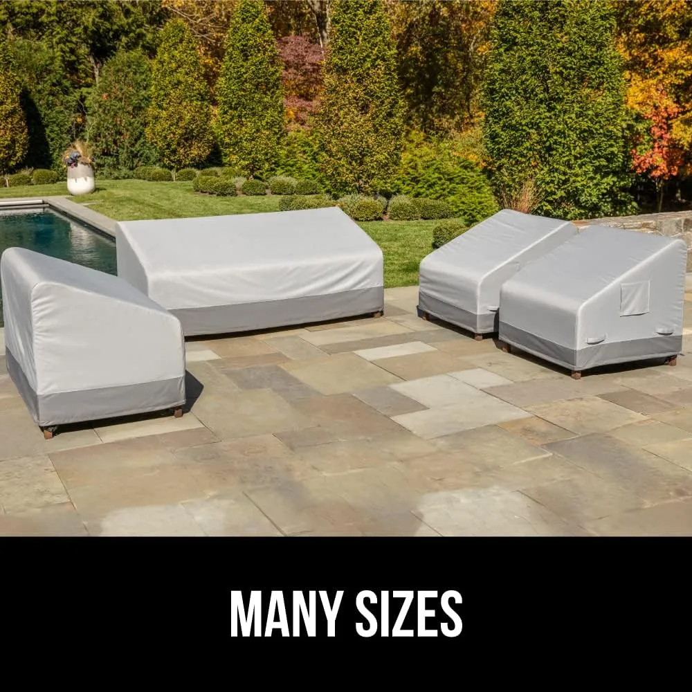 GORILLA GRIP Waterproof Large Outdoor Chair Cover, 2 Pack, 40 Inch, Adjustable Furniture Cover Sets for Winter, Keep Cushions Dry, Protects from Sun, Snow, Rain, Windproof, UV Coated