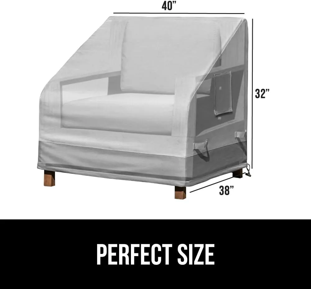 GORILLA GRIP Waterproof Large Outdoor Chair Cover, 2 Pack, 40 Inch, Adjustable Furniture Cover Sets for Winter, Keep Cushions Dry, Protects from Sun, Snow, Rain, Windproof, UV Coated