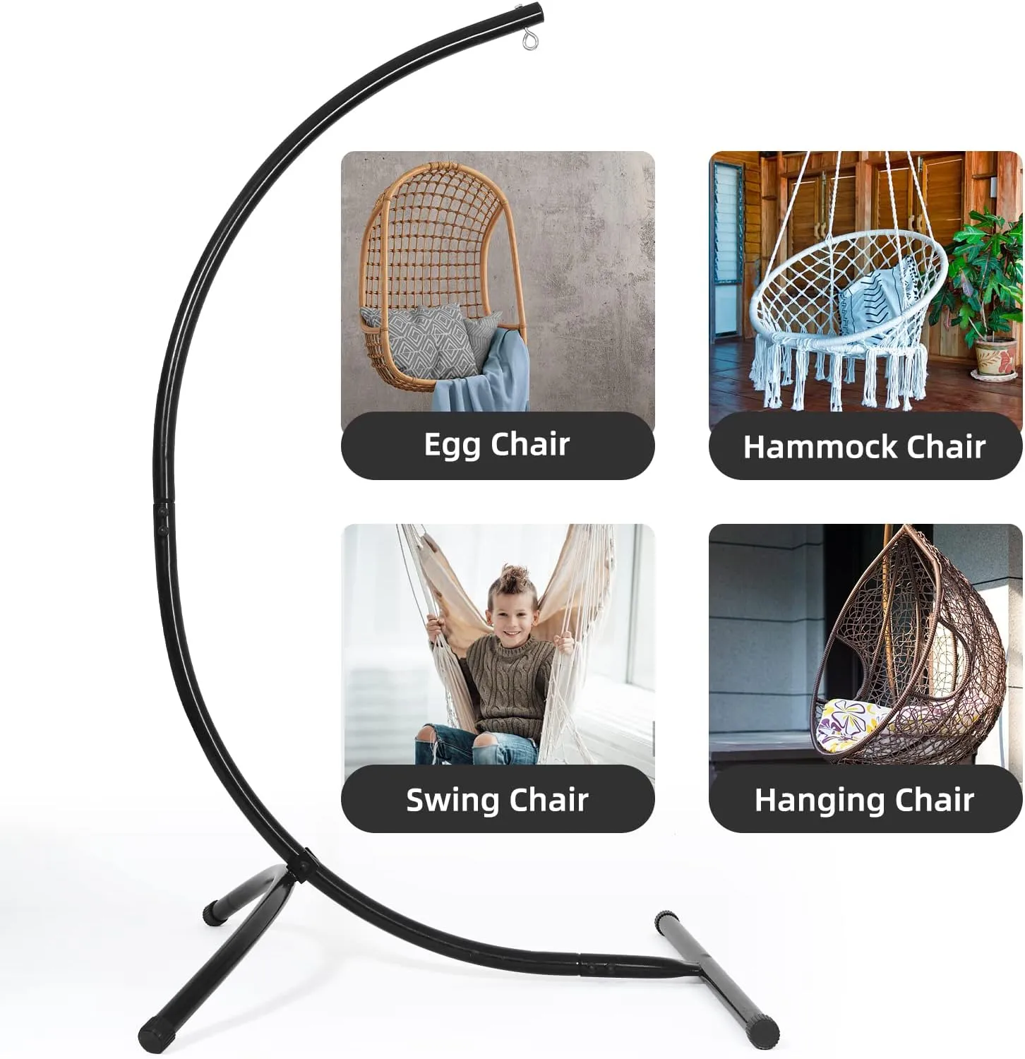 GOUTIME Hanging Chair Stand,C Hammock Swing Egg Chair Stand Frame Holder for Indoor Outdoor,Max Load 330 LBS