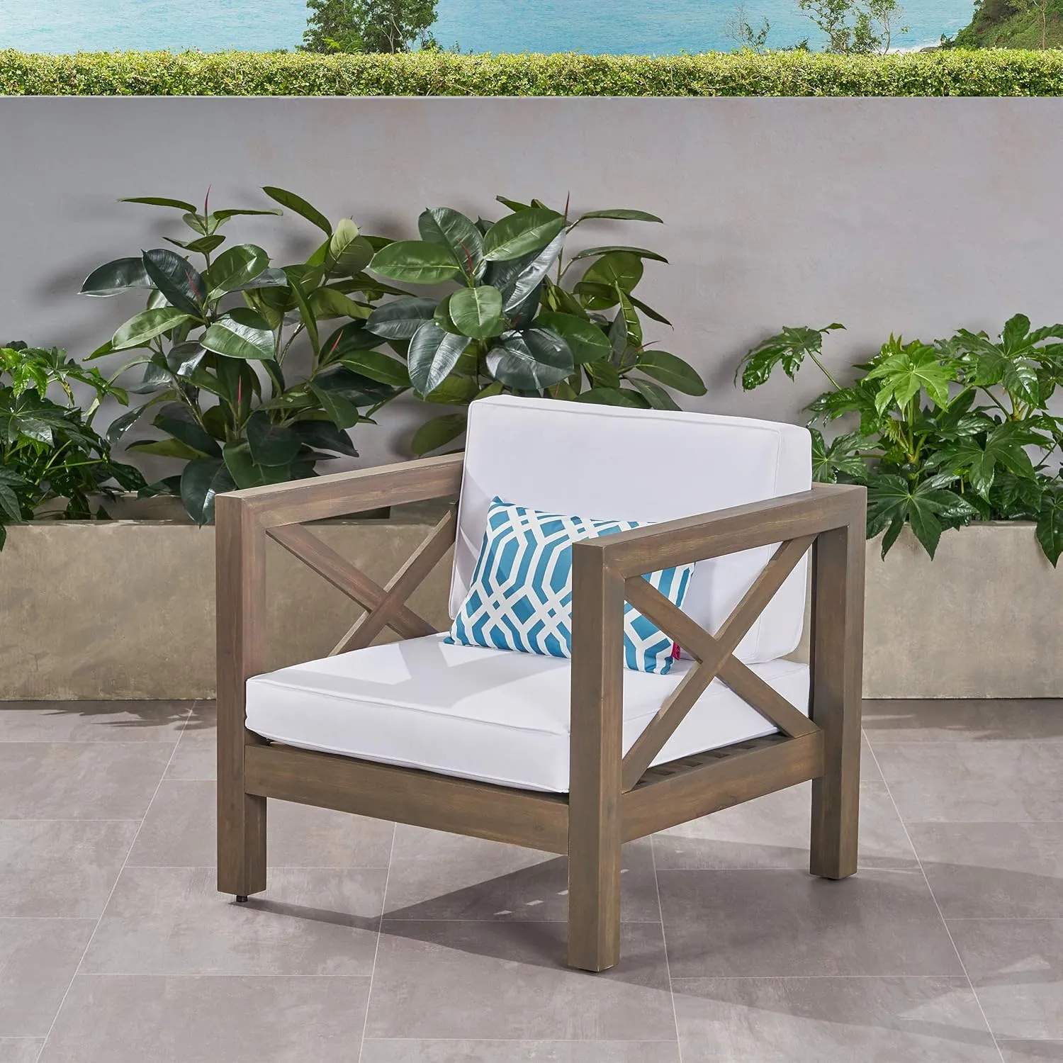 Great Deal Furniture 308362 Patio Lounge Chairs, Gray Finish   White