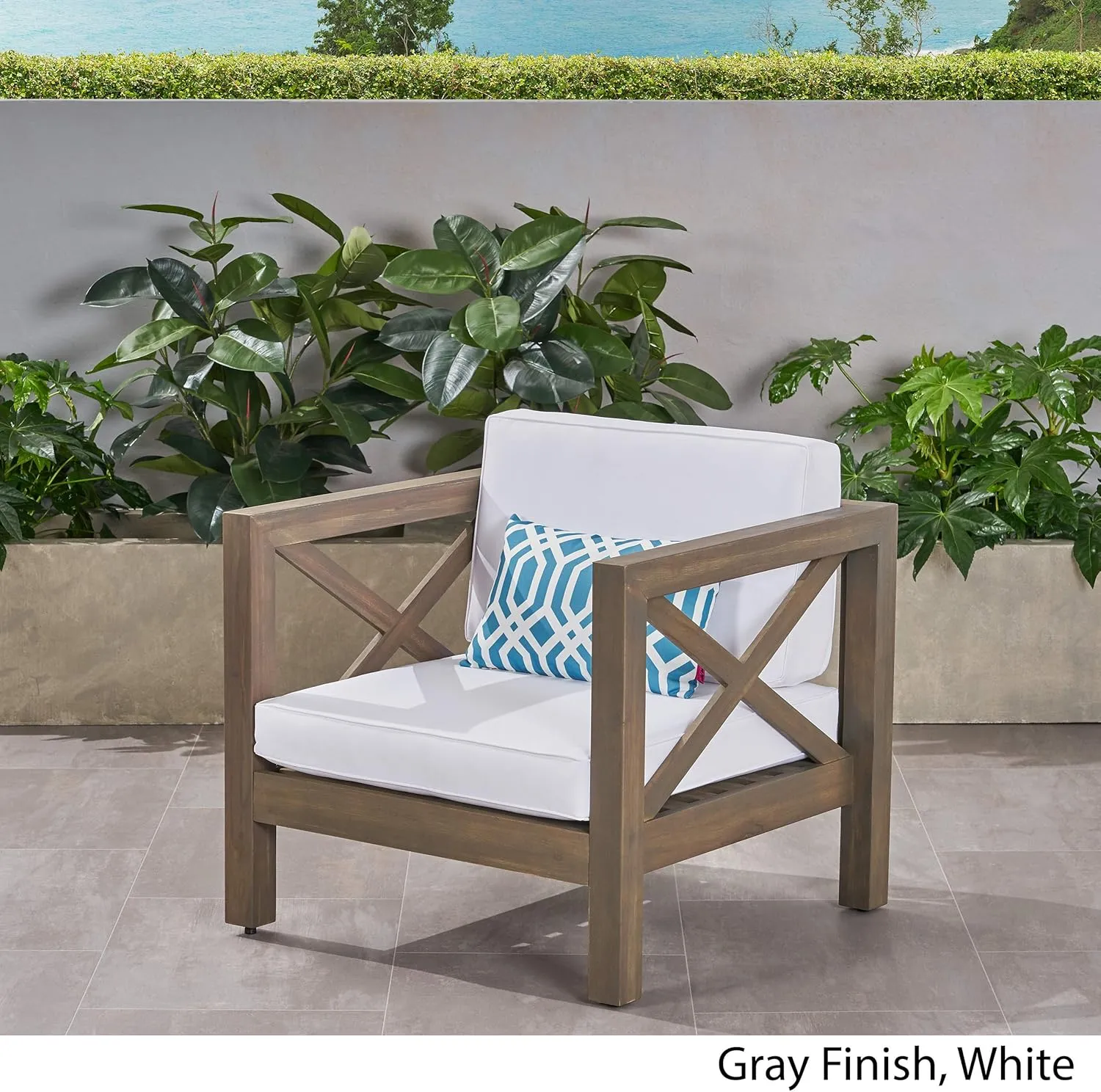 Great Deal Furniture 308362 Patio Lounge Chairs, Gray Finish   White