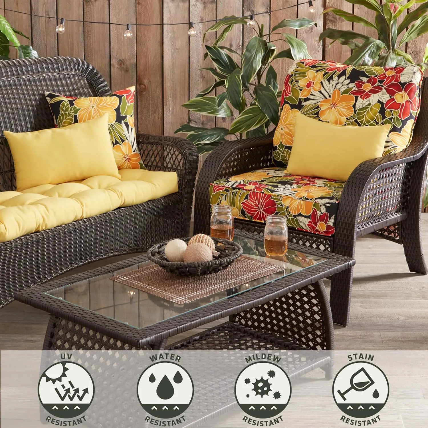 Greendale Home Fashions 2-Piece Outdoor Deep Seat Cushion Set, Aloha