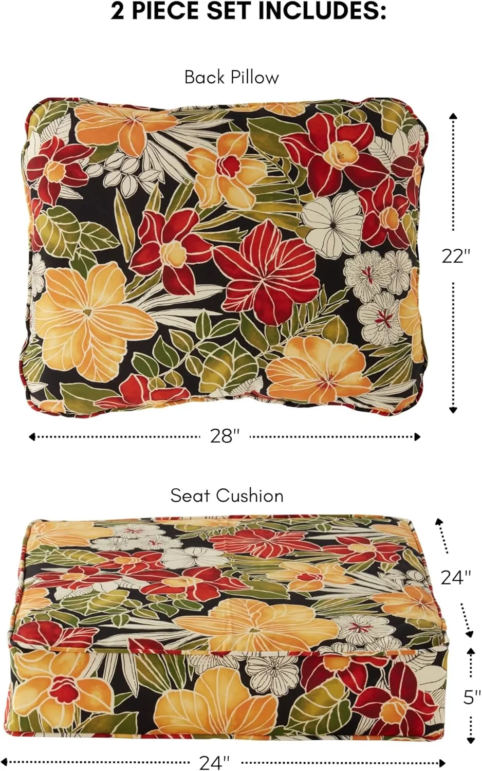Greendale Home Fashions 2-Piece Outdoor Deep Seat Cushion Set, Aloha