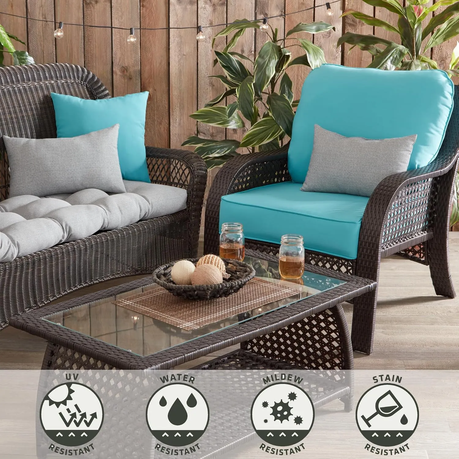 Greendale Home Fashions 2-Piece Outdoor Deep Seat Cushion Set, Arctic