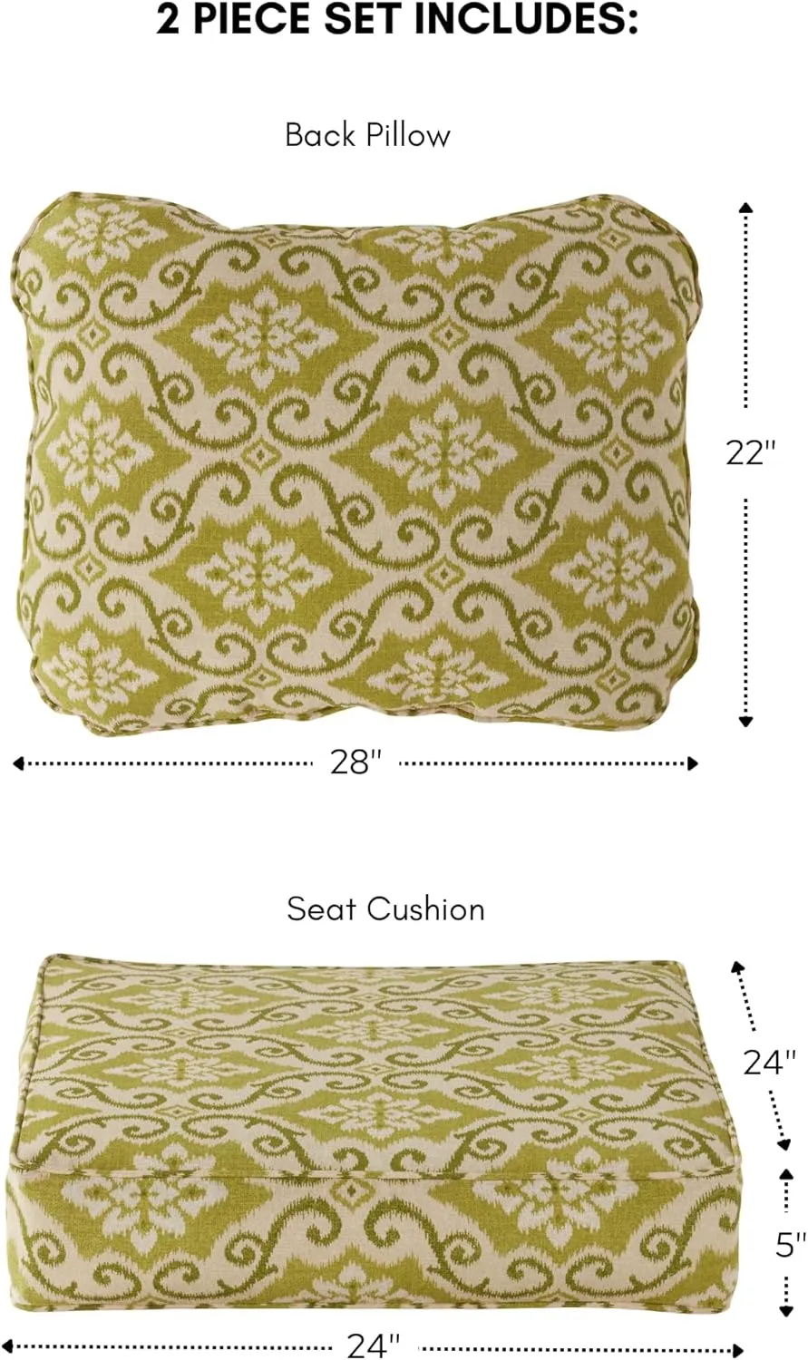 Greendale Home Fashions 2-Piece Outdoor Deep Seat Cushion Set, Avocado