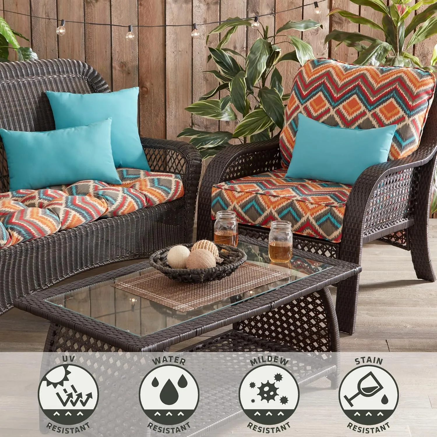 Greendale Home Fashions 2-Piece Outdoor Deep Seat Cushion Set, Aztec