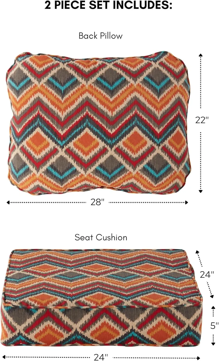 Greendale Home Fashions 2-Piece Outdoor Deep Seat Cushion Set, Aztec