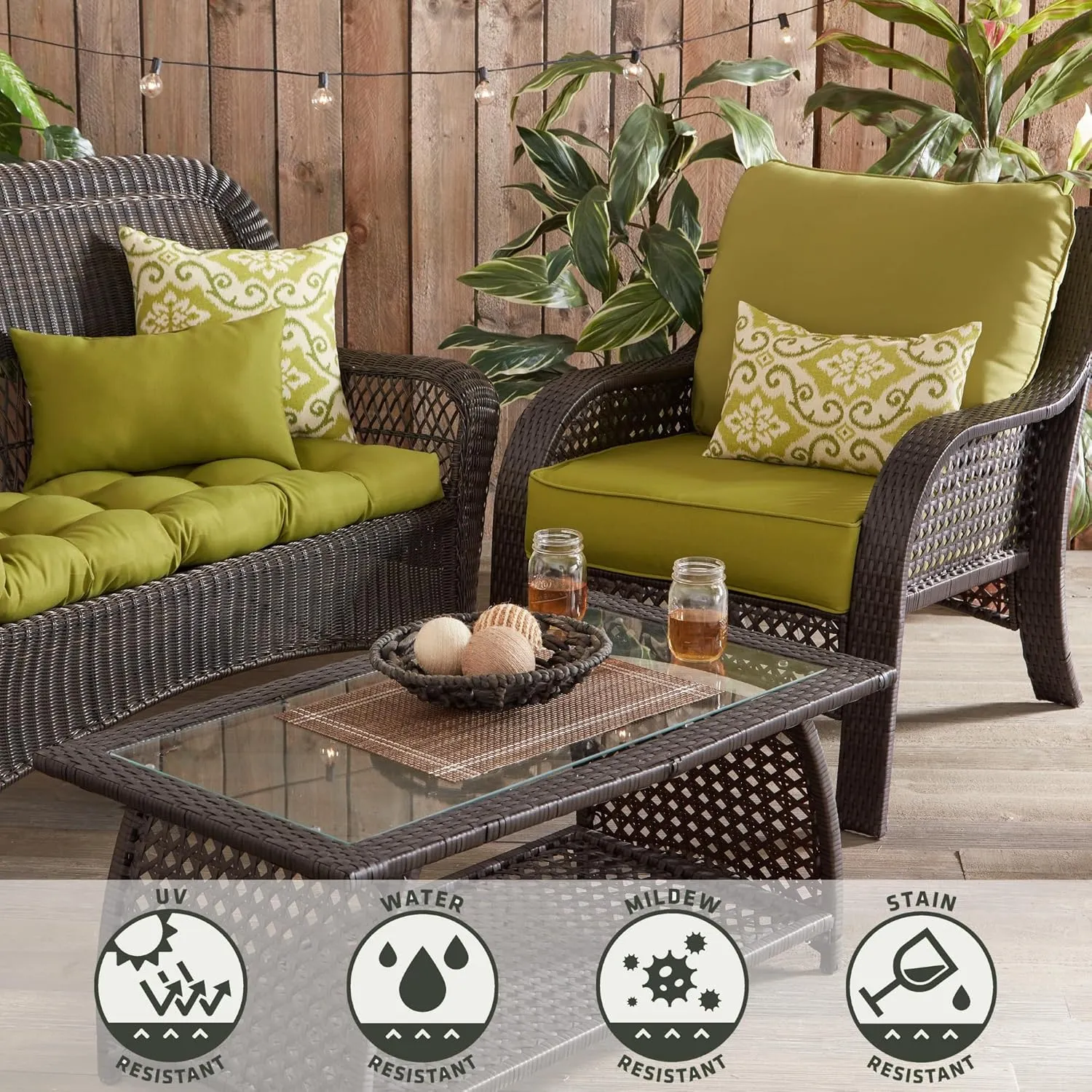 Greendale Home Fashions 2-Piece Outdoor Deep Seat Cushion Set, Lime