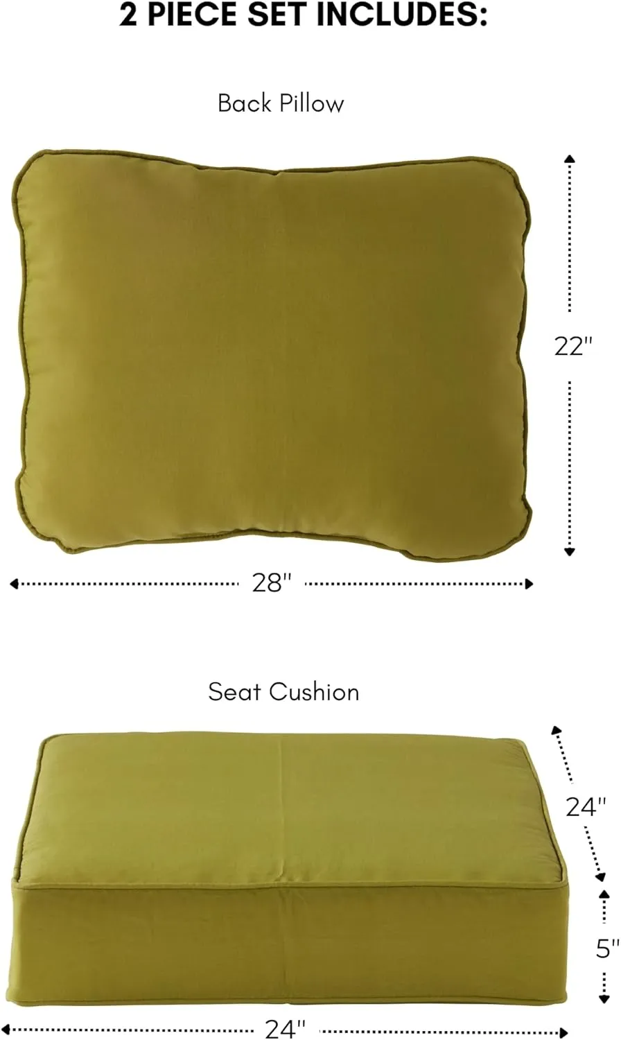 Greendale Home Fashions 2-Piece Outdoor Deep Seat Cushion Set, Lime