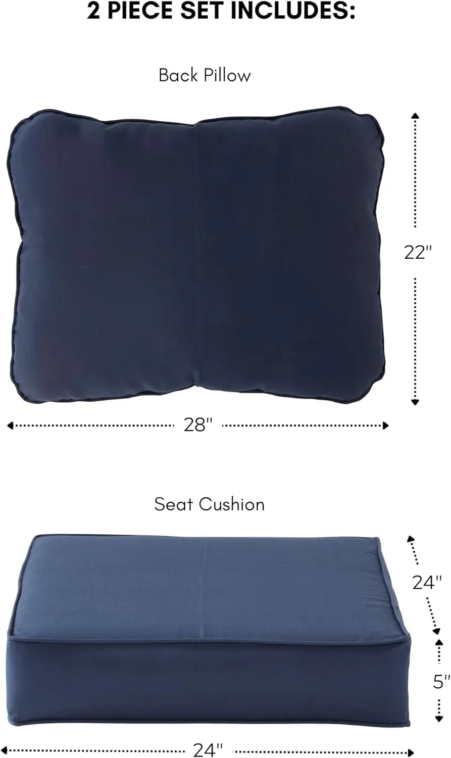 Greendale Home Fashions 2-Piece Outdoor Deep Seat Cushion Set, Midnight