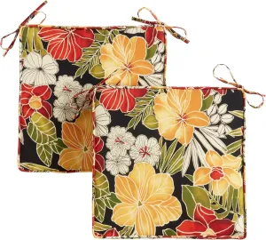 Greendale Home Fashions Outdoor 18-inch Square Reversible Seat Cushion with Ties, 2-Pack, Aloha 2 Count