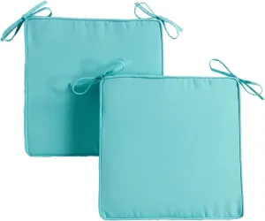 Greendale Home Fashions Outdoor 18-inch Square Reversible Seat Cushion with Ties, 2-Pack, Arctic 2 Count