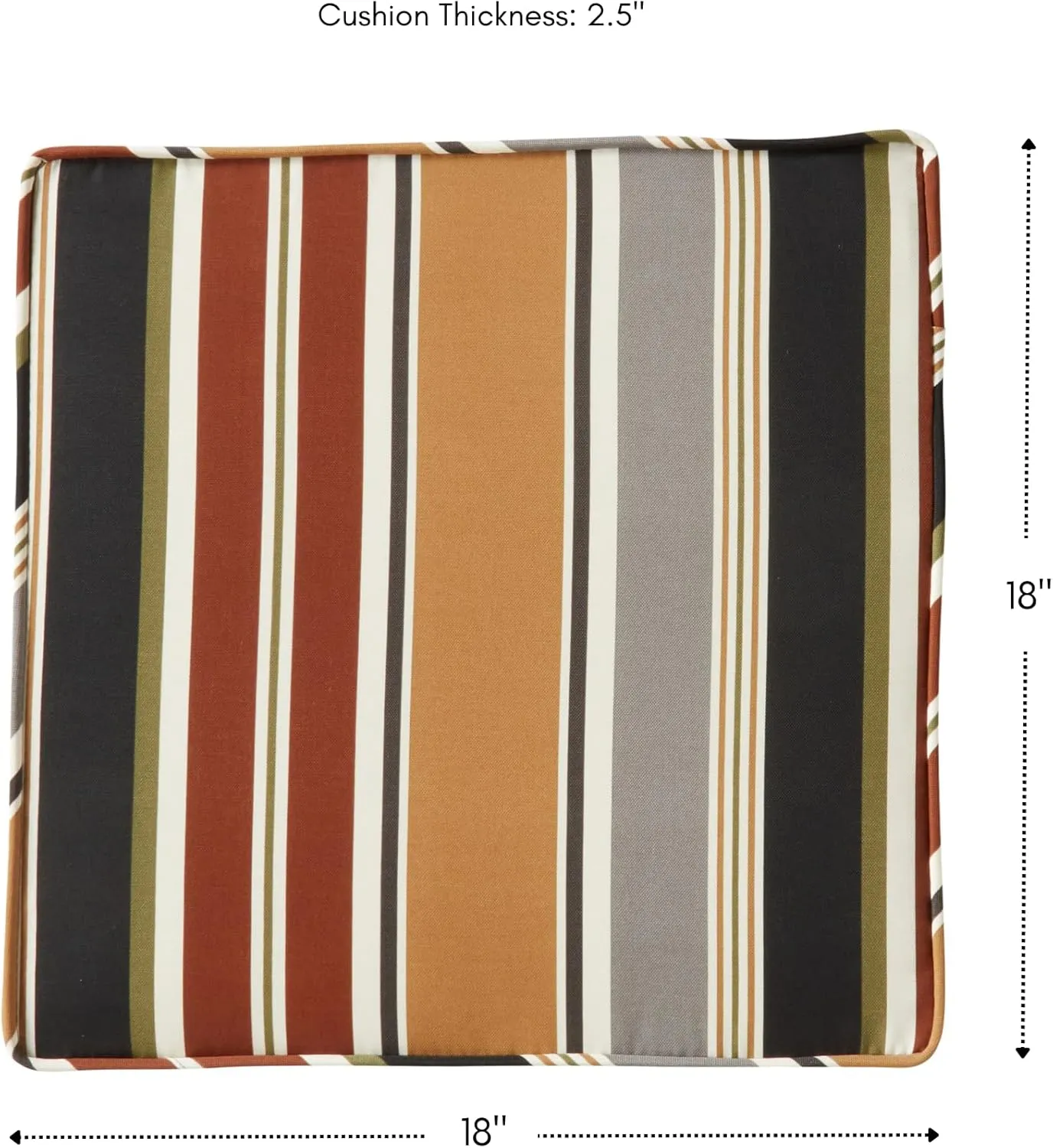 Greendale Home Fashions Outdoor 18-inch Square Reversible Seat Cushion with Ties, 2-Pack, Espresso Stripe 2 Count