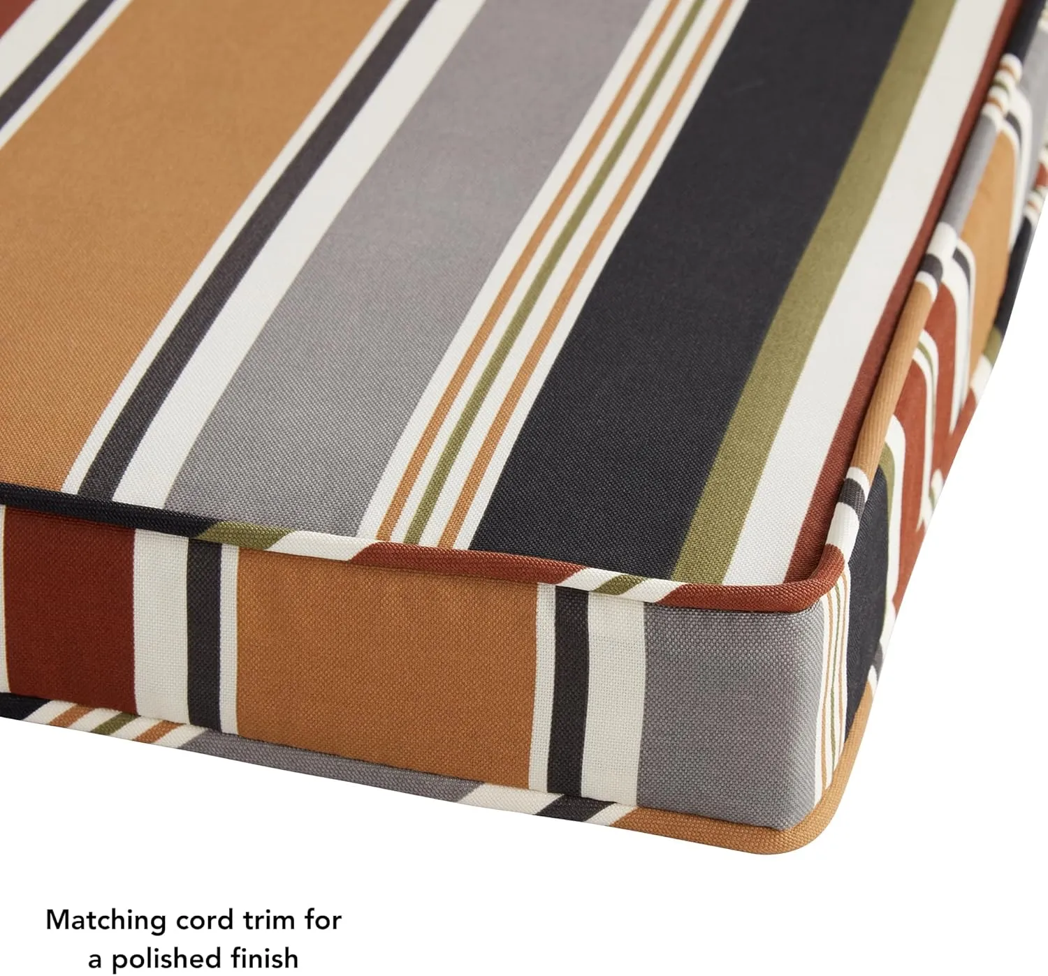 Greendale Home Fashions Outdoor 18-inch Square Reversible Seat Cushion with Ties, 2-Pack, Espresso Stripe 2 Count