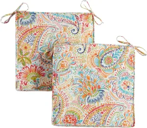 Greendale Home Fashions Outdoor 18-inch Square Reversible Seat Cushion with Ties, 2-Pack, Jubilee 2 Count