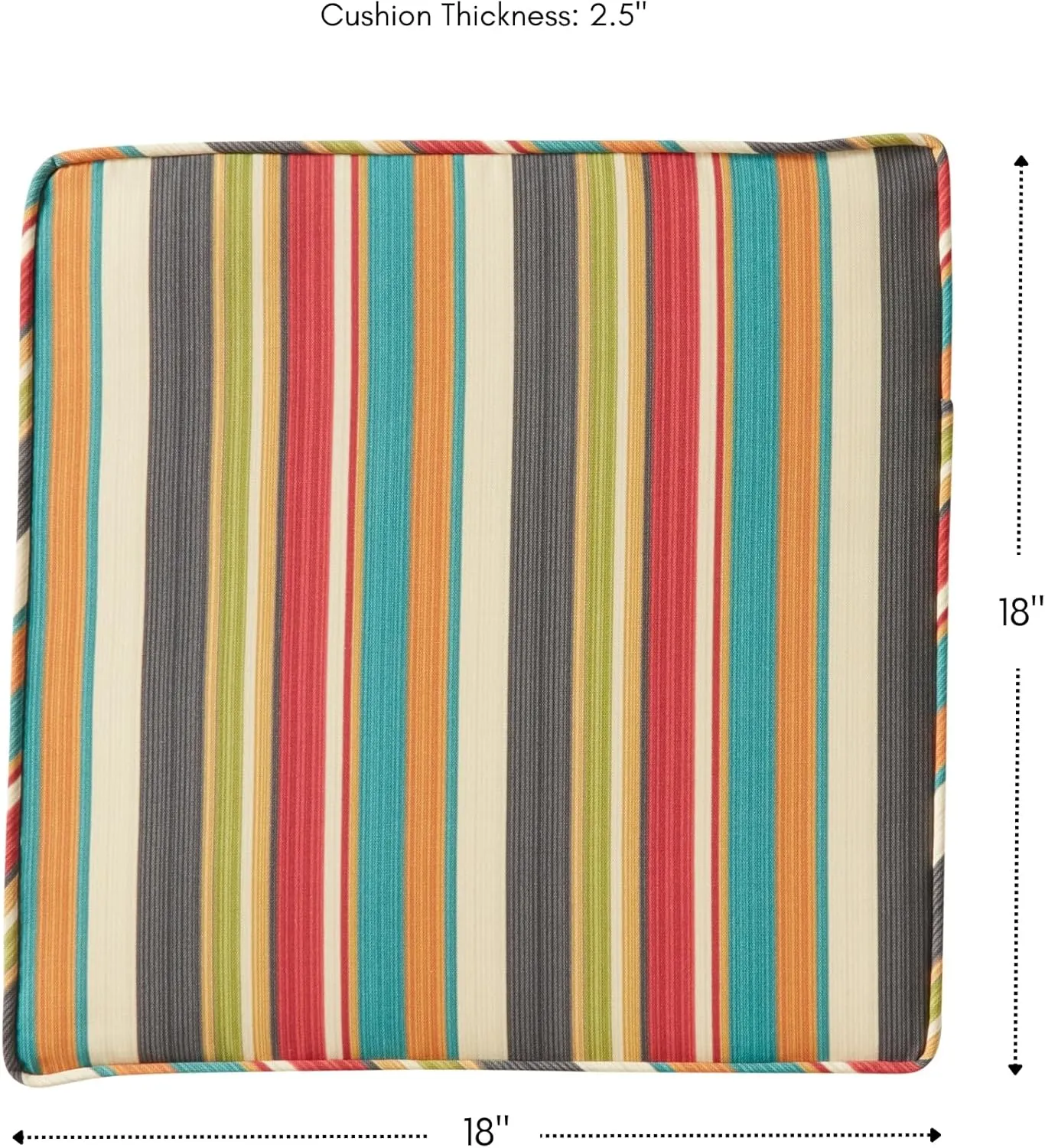 Greendale Home Fashions Outdoor 18-inch Square Reversible Seat Cushion with Ties, 4-Pack, Adobe Stripe 4 Count