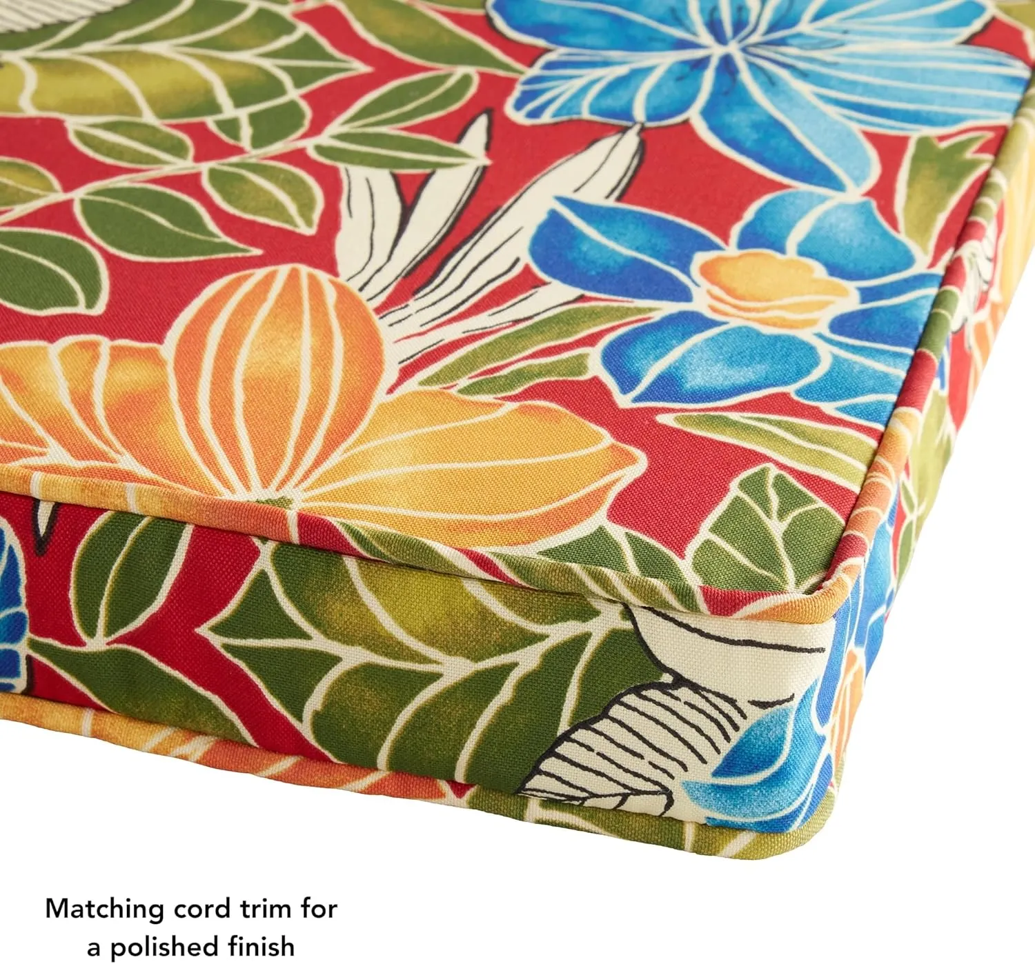Greendale Home Fashions Outdoor 18-inch Square Reversible Seat Cushion with Ties, 4-Pack, Aloha Crimson 4 Count