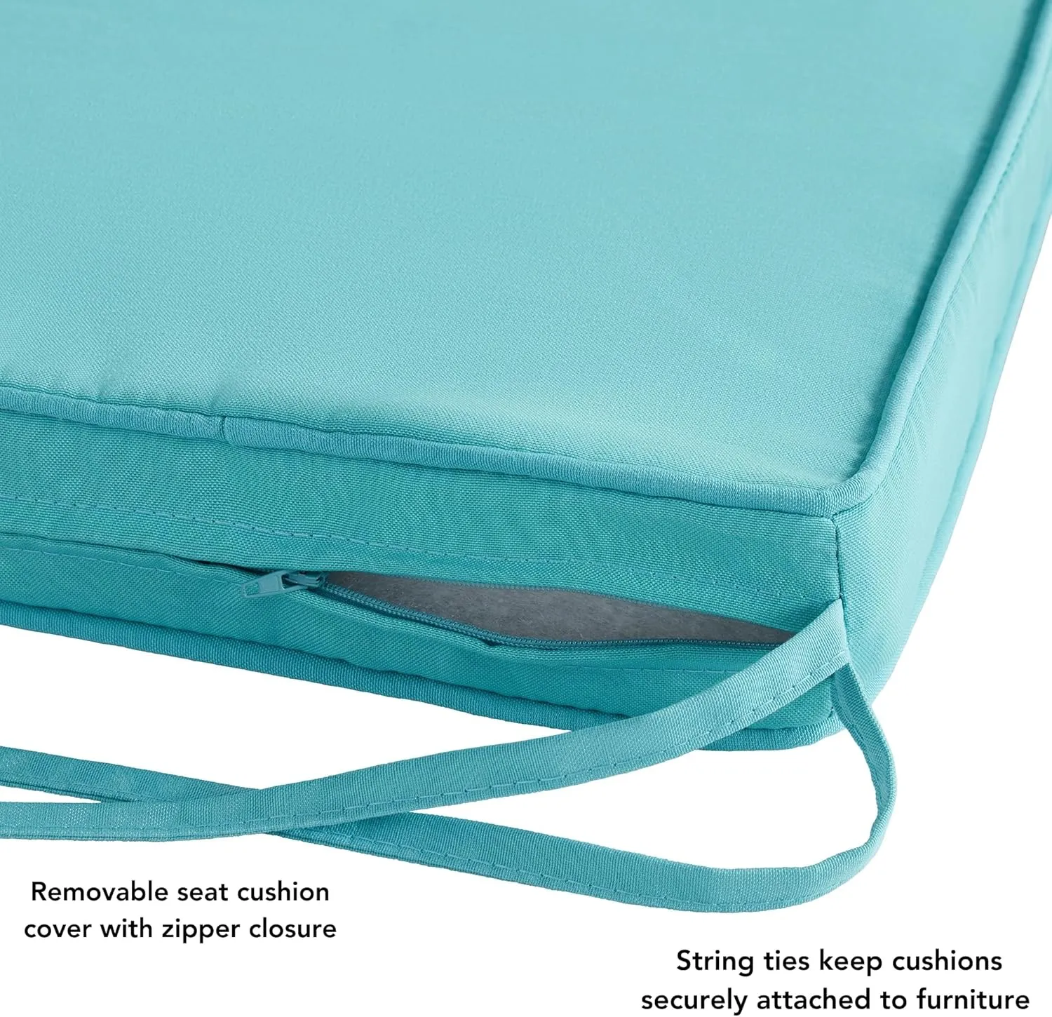 Greendale Home Fashions Outdoor 18-inch Square Reversible Seat Cushion with Ties, 4-Pack, Arctic 4 Count