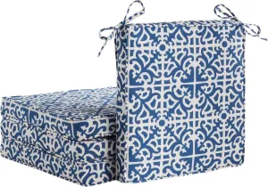 Greendale Home Fashions Outdoor 18-inch Square Reversible Seat Cushion with Ties, 4-Pack, Azure 4 Count