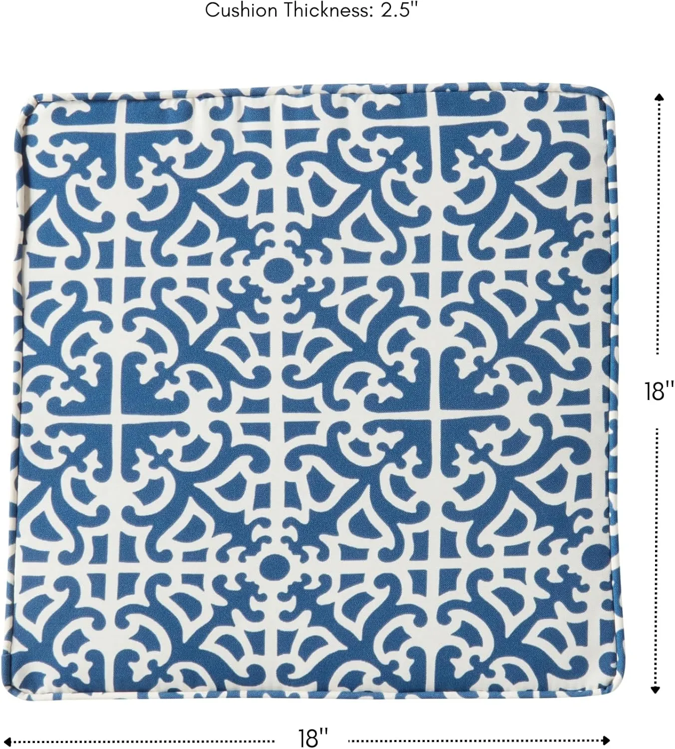 Greendale Home Fashions Outdoor 18-inch Square Reversible Seat Cushion with Ties, 4-Pack, Azure 4 Count
