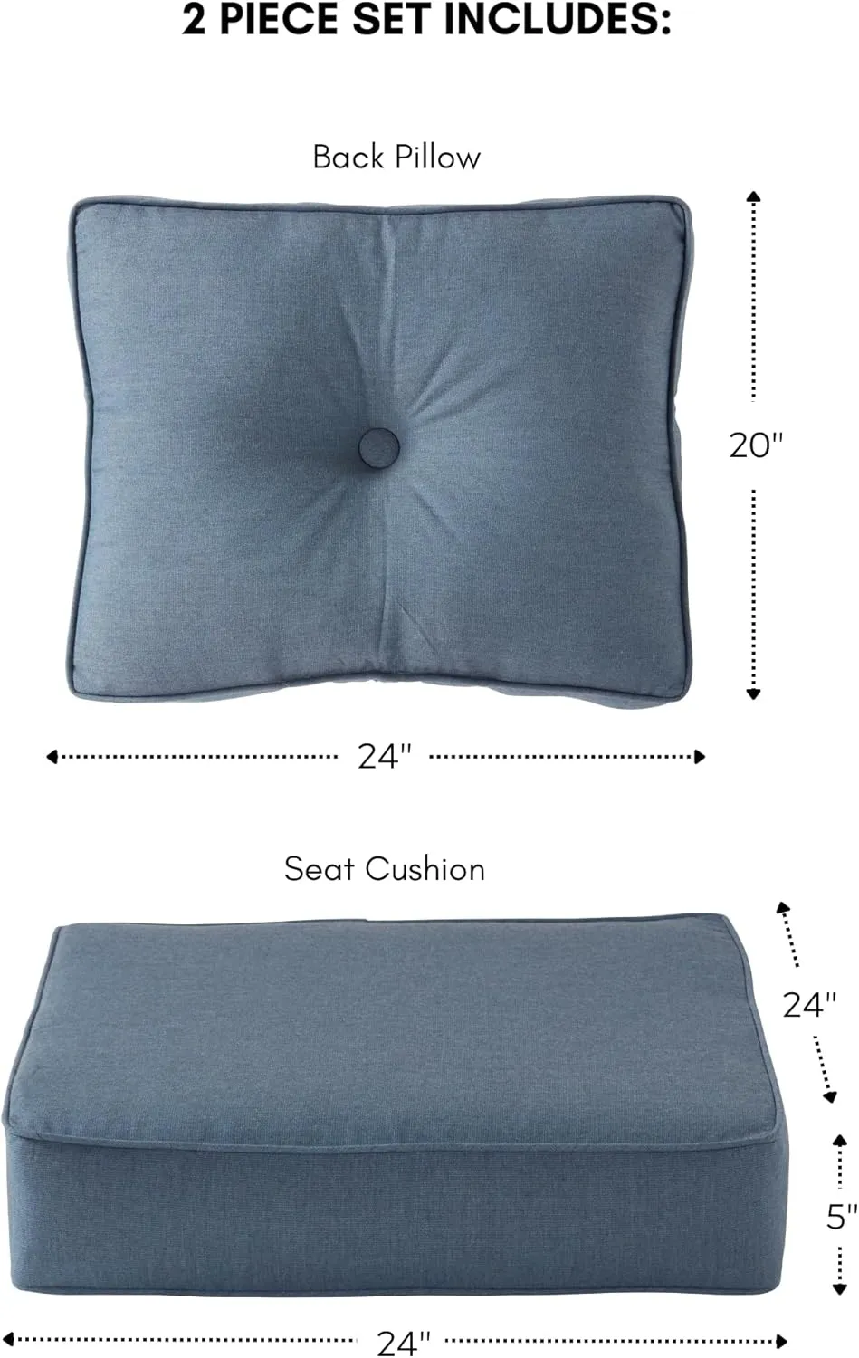 Greendale Home Fashions Outdoor 2-Piece Sunbrella Deep Seat Cushion Set, Spectrum Denim