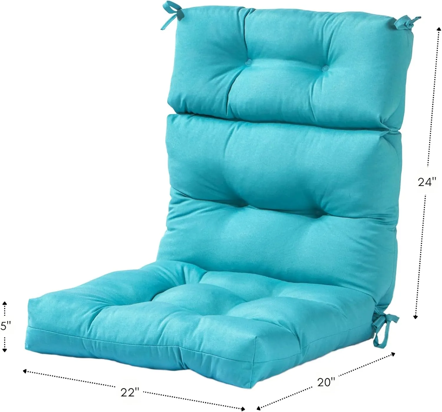 Greendale Home Fashions Outdoor 44 x 22-inch High Back Chair Cushion, Set of 2, Arctic