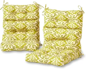 Greendale Home Fashions Outdoor 44 x 22-inch High Back Chair Cushion, Set of 2, Avocado 2 Count