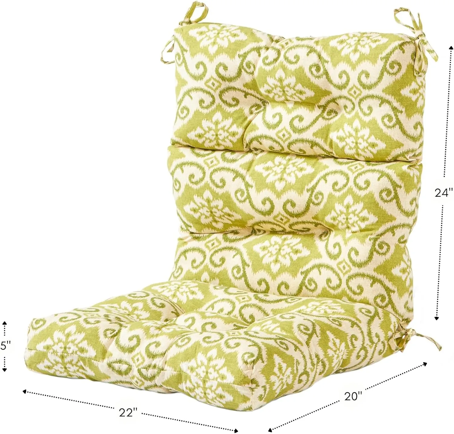 Greendale Home Fashions Outdoor 44 x 22-inch High Back Chair Cushion, Set of 2, Avocado 2 Count