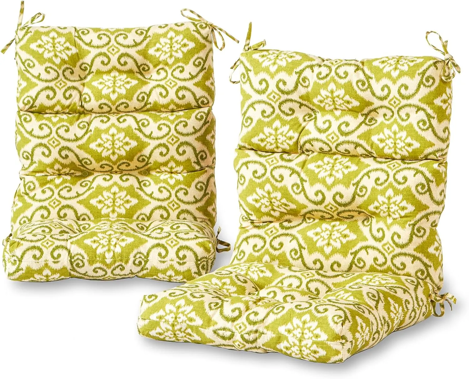Greendale Home Fashions Outdoor 44 x 22-inch High Back Chair Cushion, Set of 2, Avocado 2 Count
