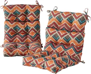 Greendale Home Fashions Outdoor 44 x 22-inch High Back Chair Cushion, Set of 2, Aztec 2 Count