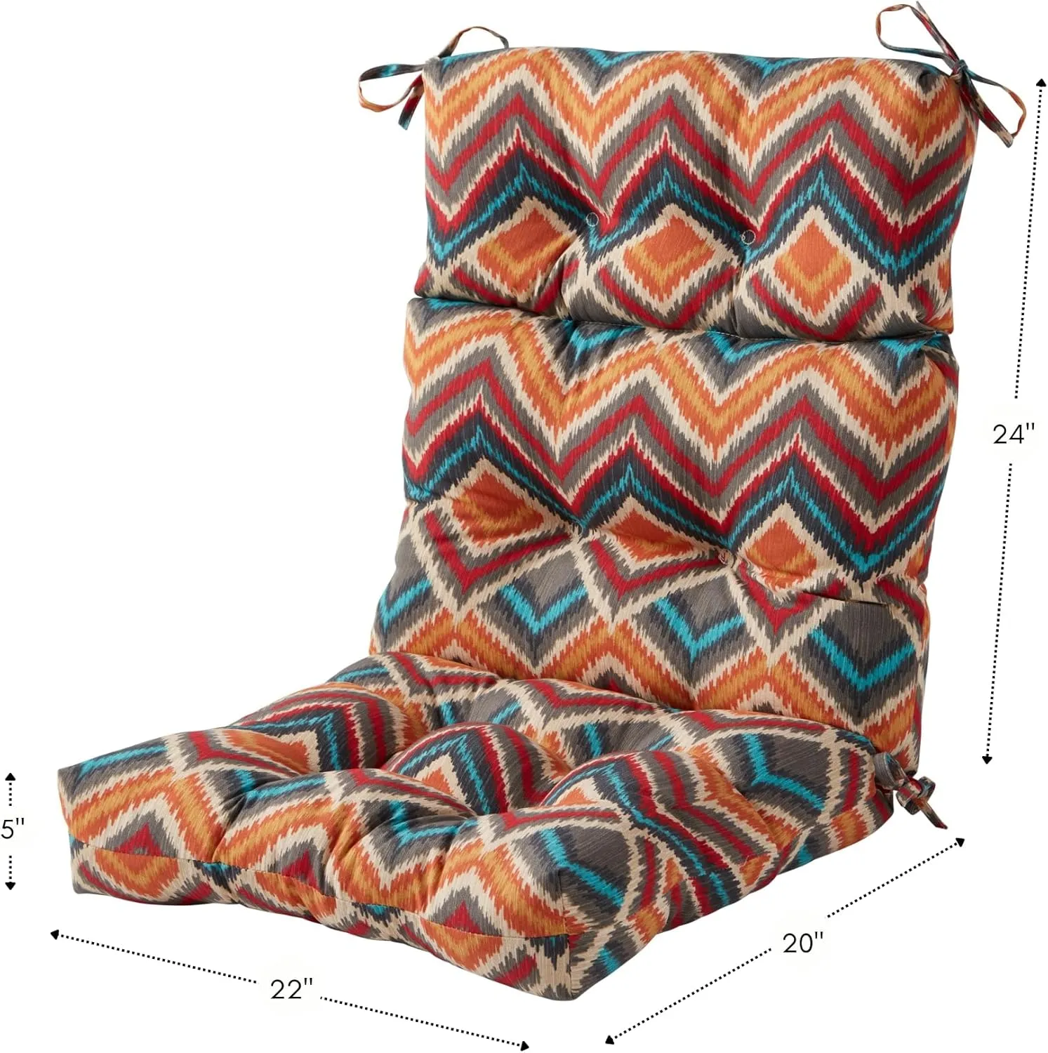 Greendale Home Fashions Outdoor 44 x 22-inch High Back Chair Cushion, Set of 2, Aztec 2 Count