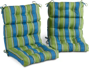Greendale Home Fashions Outdoor 44 x 22-inch High Back Chair Cushion, Set of 2, Belize Stripe 2 Count