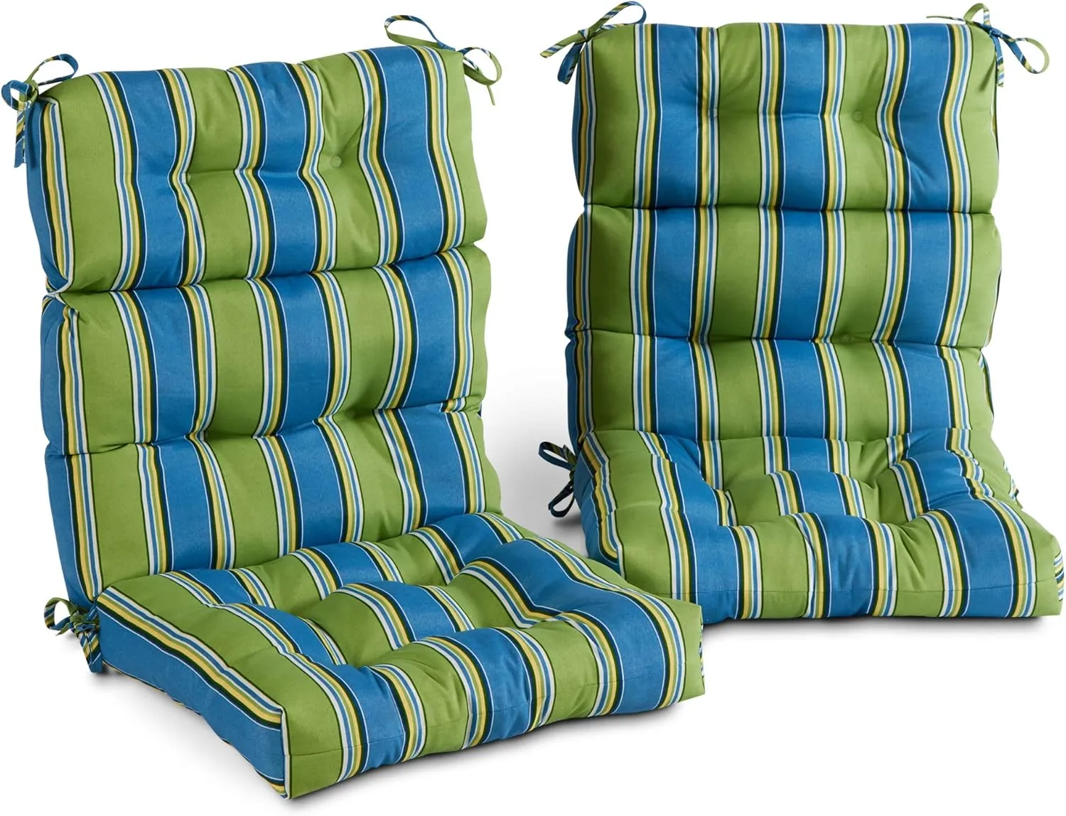 Greendale Home Fashions Outdoor 44 x 22-inch High Back Chair Cushion, Set of 2, Belize Stripe 2 Count