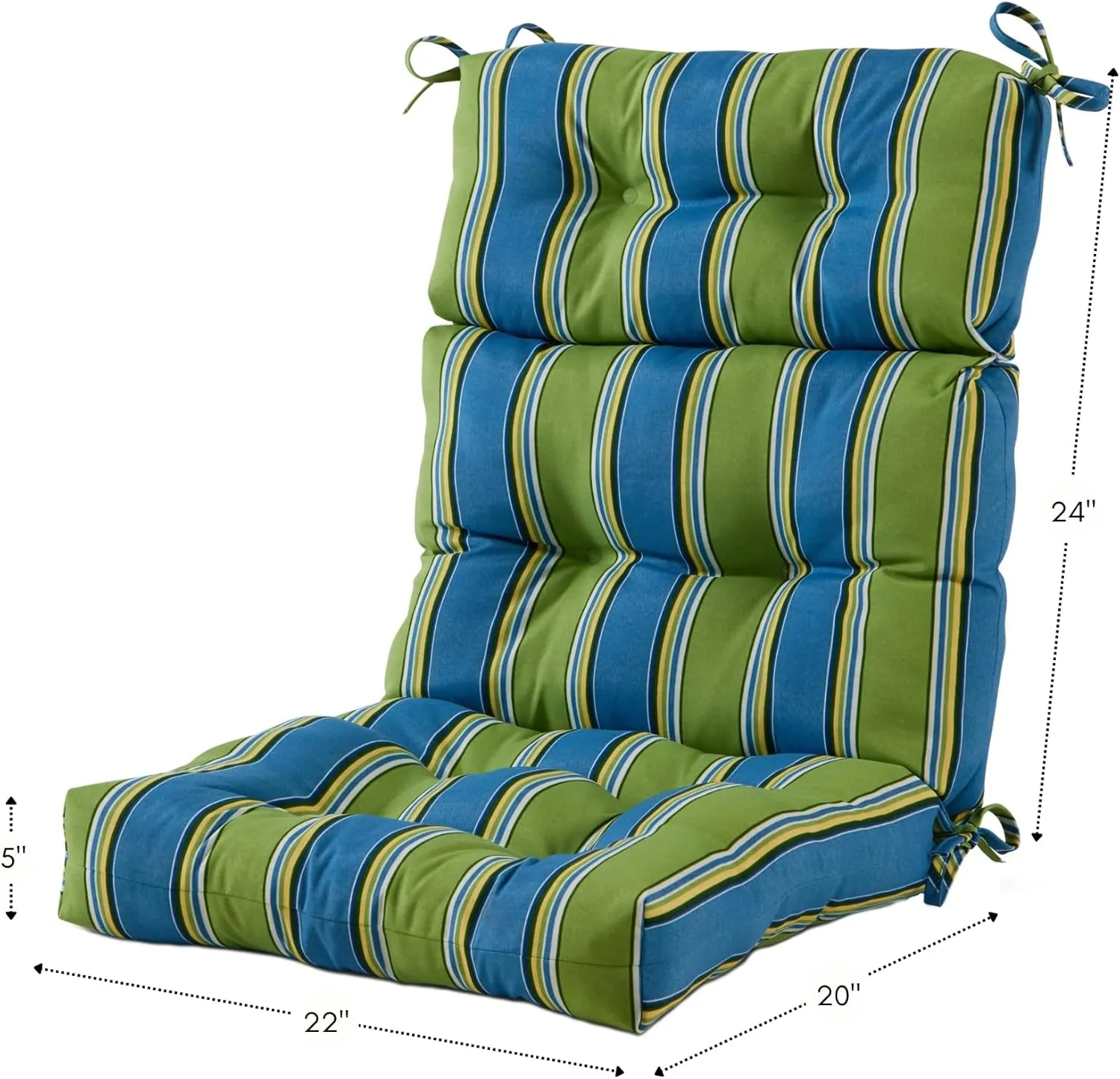 Greendale Home Fashions Outdoor 44 x 22-inch High Back Chair Cushion, Set of 2, Belize Stripe 2 Count