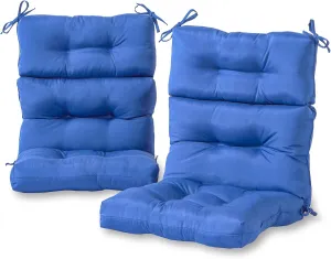 Greendale Home Fashions Outdoor 44 x 22-inch High Back Chair Cushion, Set of 2, Blue 2 Count