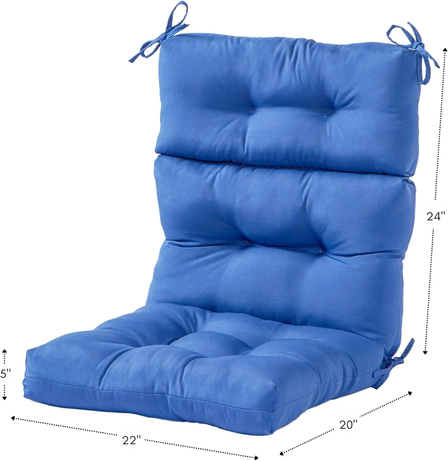 Greendale Home Fashions Outdoor 44 x 22-inch High Back Chair Cushion, Set of 2, Blue 2 Count